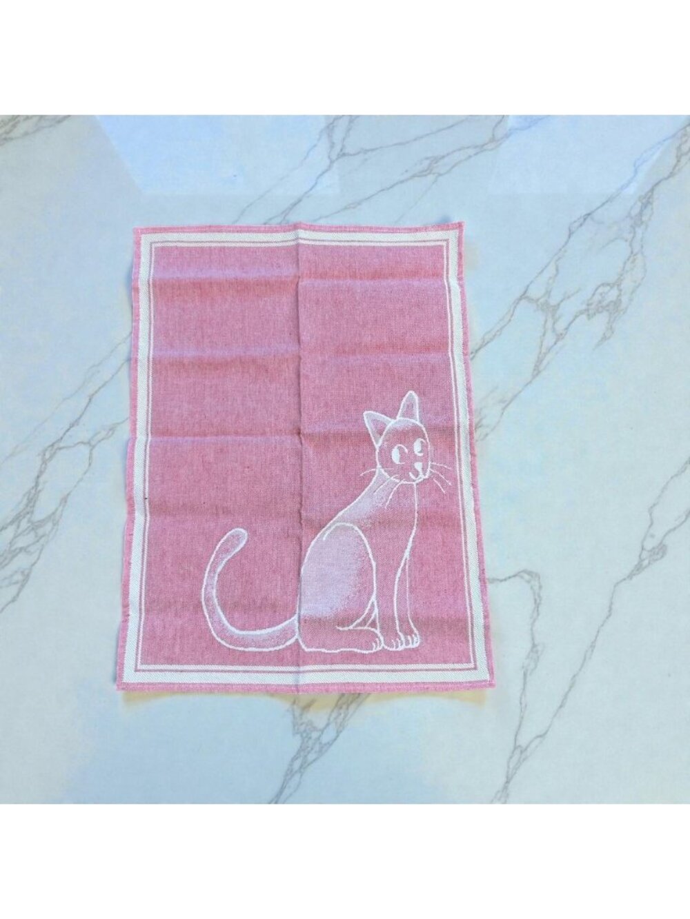Arcolaio Jacquard Woven Cat Tea Towel Made in Italy Linen Cotton